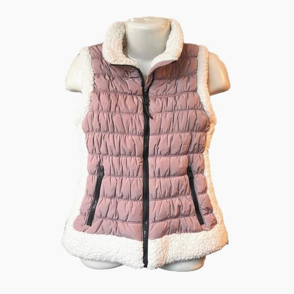 Calvin Klein Performance Jackets & Blazers - Calvin Klein Performance Women's Mauve Pink Faux Fur Trim Full Zip Pockets SZ M